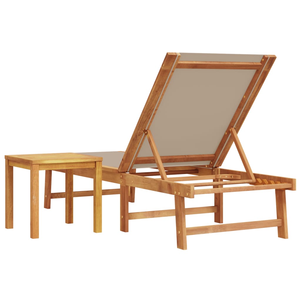 Ligbed met tafel massief acaciahout en textileen taupe is nu te koop bij PeponiXL, paradijselijk wonen!