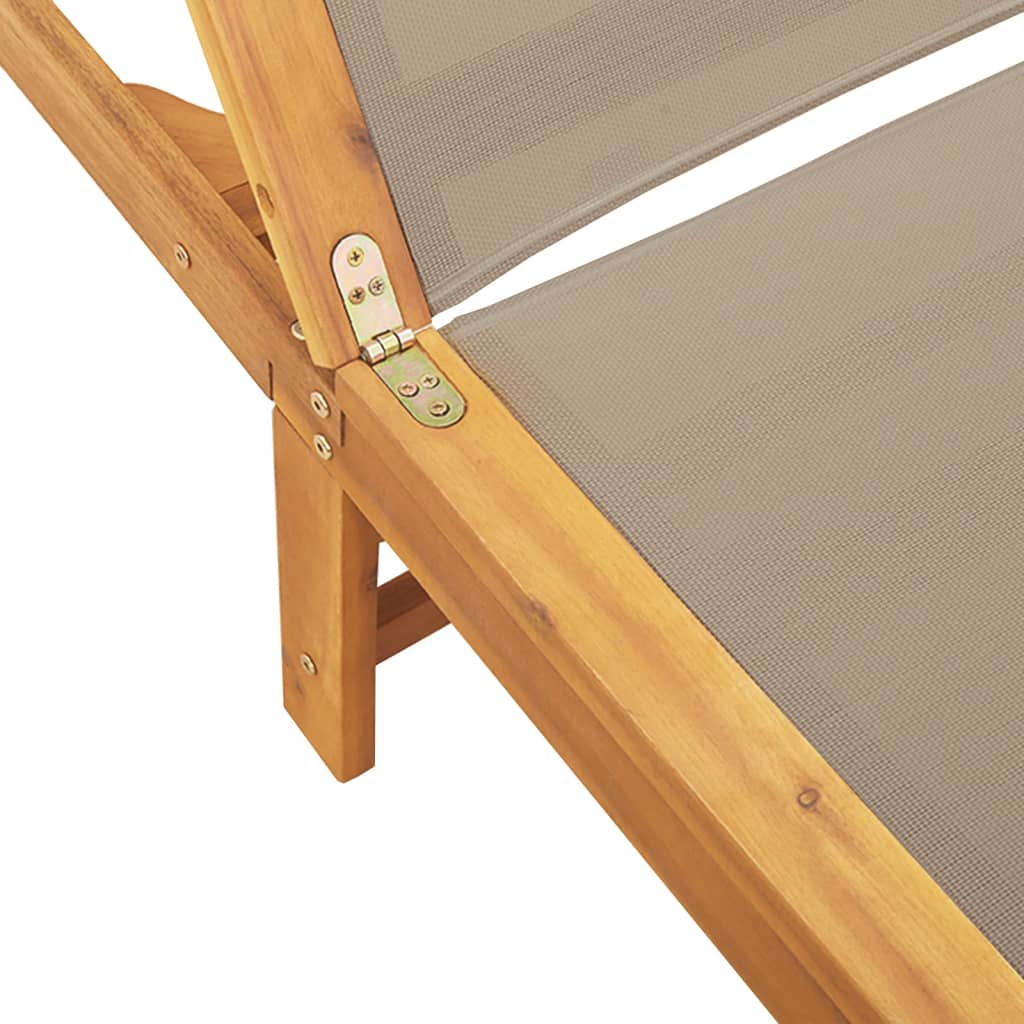 Ligbed met tafel massief acaciahout en textileen taupe is nu te koop bij PeponiXL, paradijselijk wonen!
