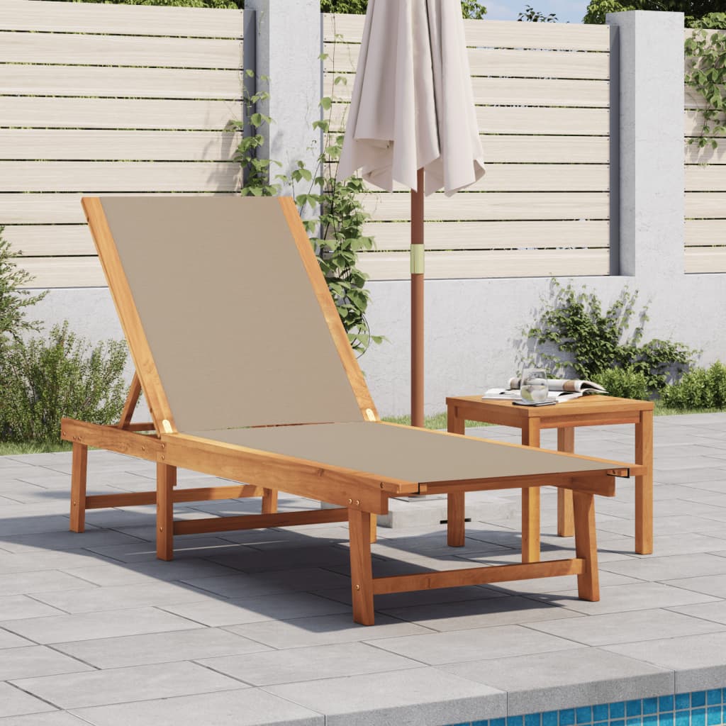 Ligbed met tafel massief acaciahout en textileen taupe is nu te koop bij PeponiXL, paradijselijk wonen!