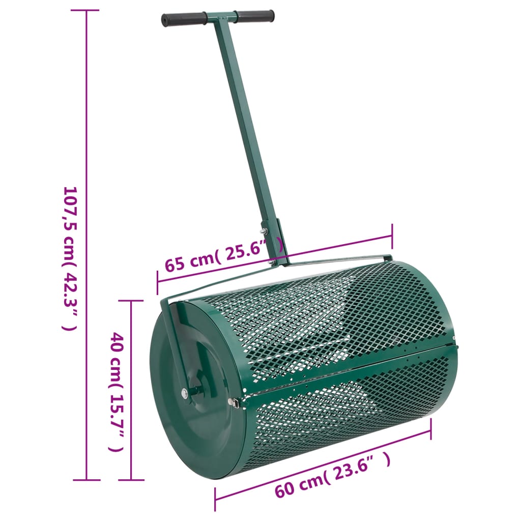 Compoststrooier 75L Ø40x60 cm staal groen is nu te koop bij PeponiXL, paradijselijk wonen!