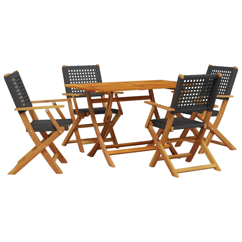 5-delige Tuinset poly rattan en massief hout zwart is nu te koop bij PeponiXL, paradijselijk wonen!