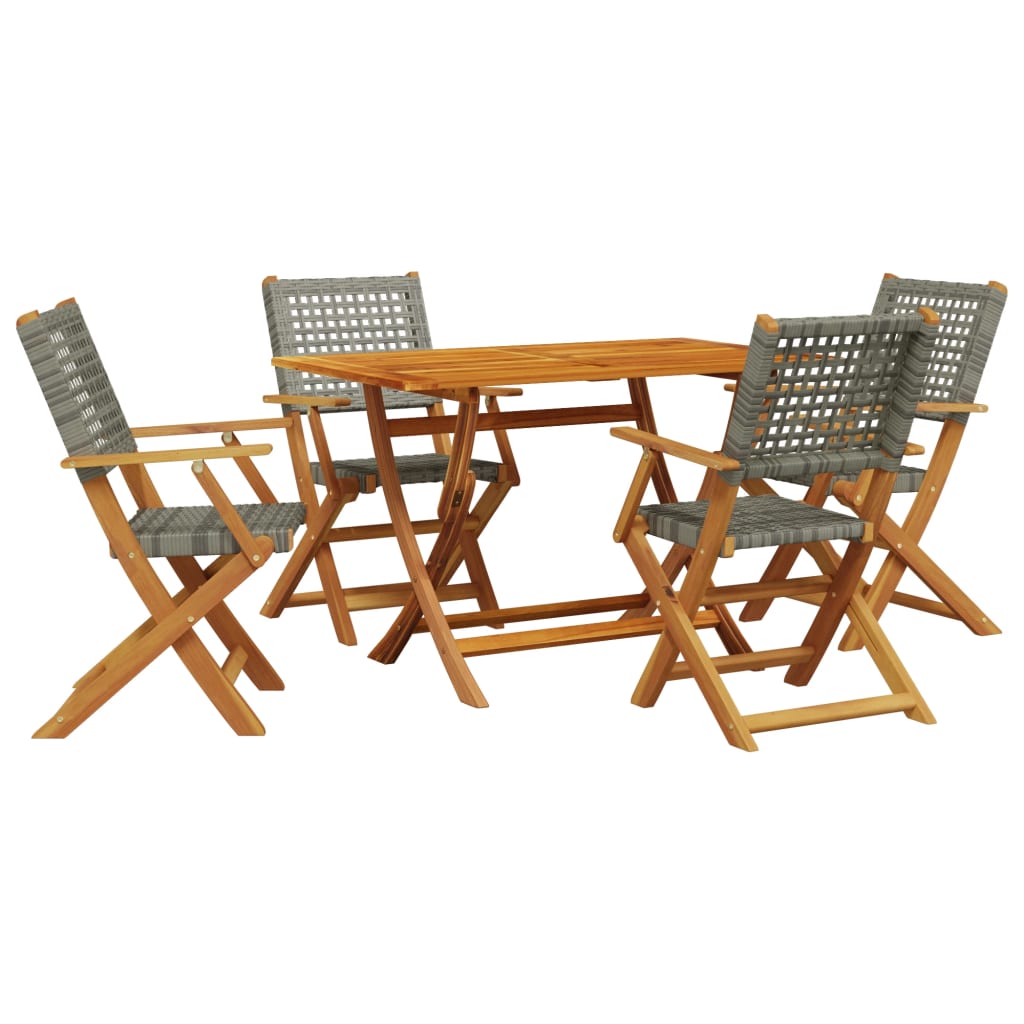 5-delige Tuinset poly rattan en massief hout grijs is nu te koop bij PeponiXL, paradijselijk wonen!