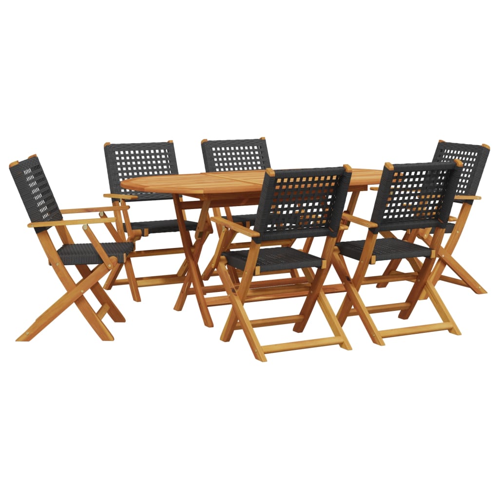 7-delige Tuinset poly rattan en massief hout zwart is nu te koop bij PeponiXL, paradijselijk wonen!