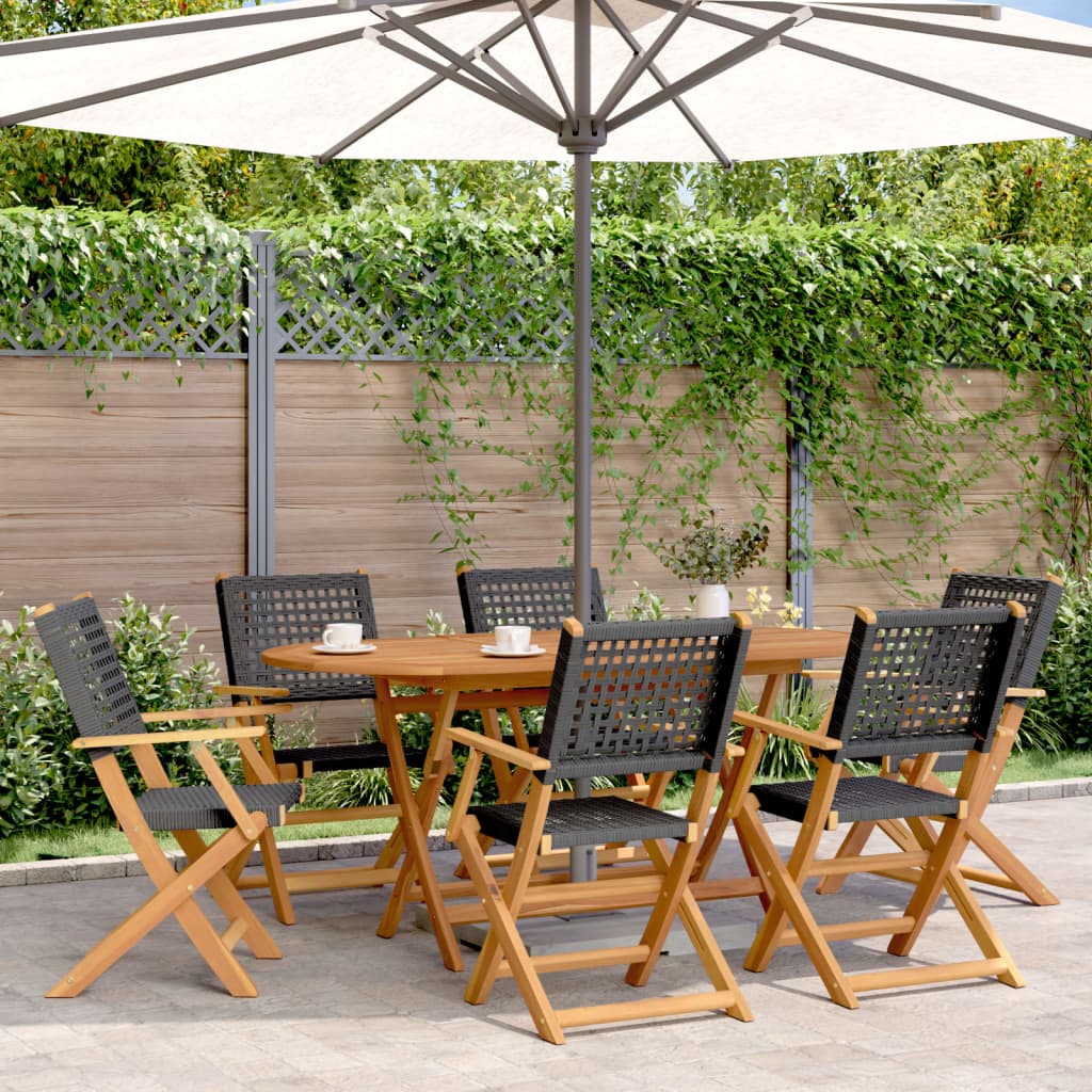 7-delige Tuinset poly rattan en massief hout zwart is nu te koop bij PeponiXL, paradijselijk wonen!