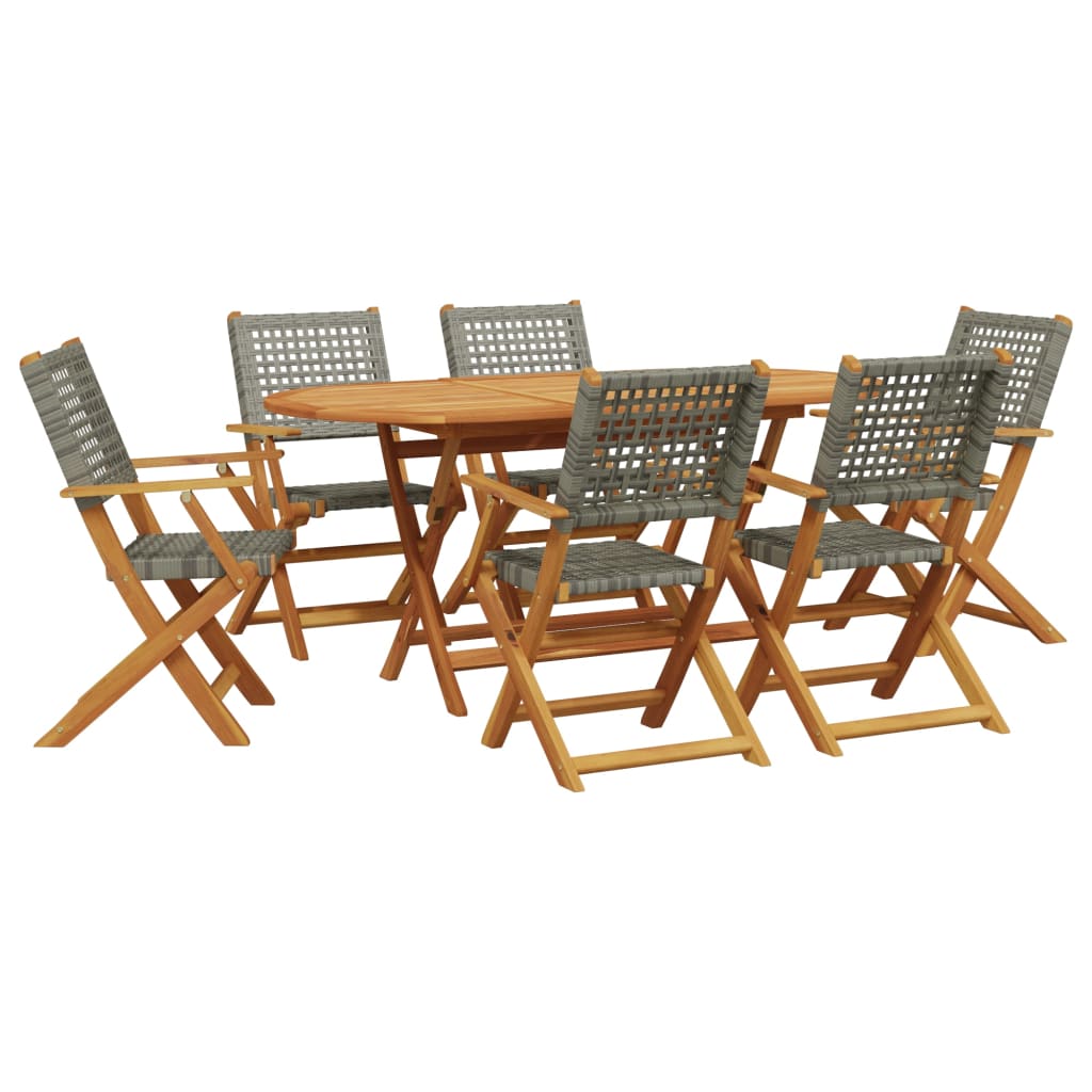 7-delige Tuinset poly rattan en massief hout grijs is nu te koop bij PeponiXL, paradijselijk wonen!