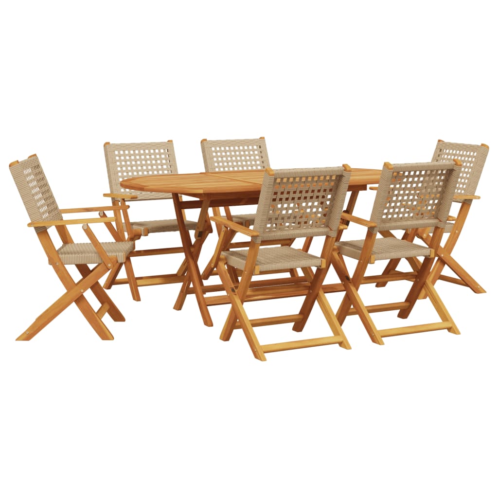 7-delige Tuinset poly rattan en massief hout beige is nu te koop bij PeponiXL, paradijselijk wonen!
