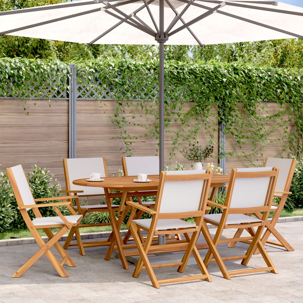7-delige Tuinset massief hout en stof crèmewit is nu te koop bij PeponiXL, paradijselijk wonen!