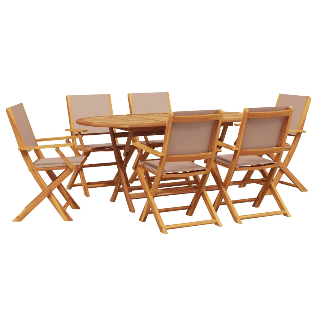 7-delige Tuinset massief hout en stof taupe is nu te koop bij PeponiXL, paradijselijk wonen!