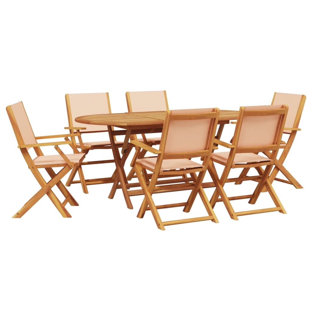 7-delige Tuinset massief hout en stof beige is nu te koop bij PeponiXL, paradijselijk wonen!
