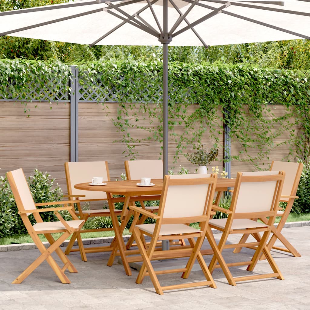 7-delige Tuinset massief hout en stof beige is nu te koop bij PeponiXL, paradijselijk wonen!