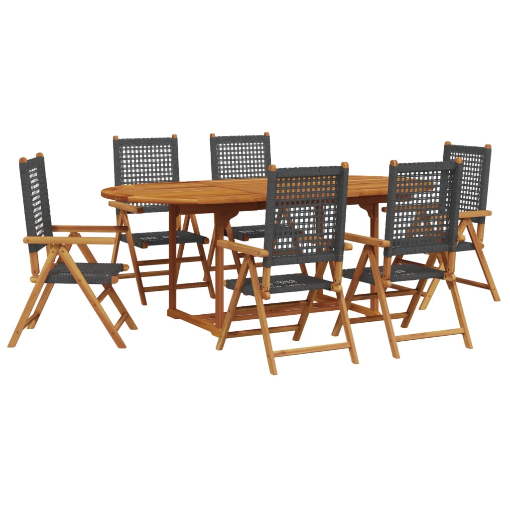 7-delige Tuinset poly rattan en massief hout zwart is nu te koop bij PeponiXL, paradijselijk wonen!