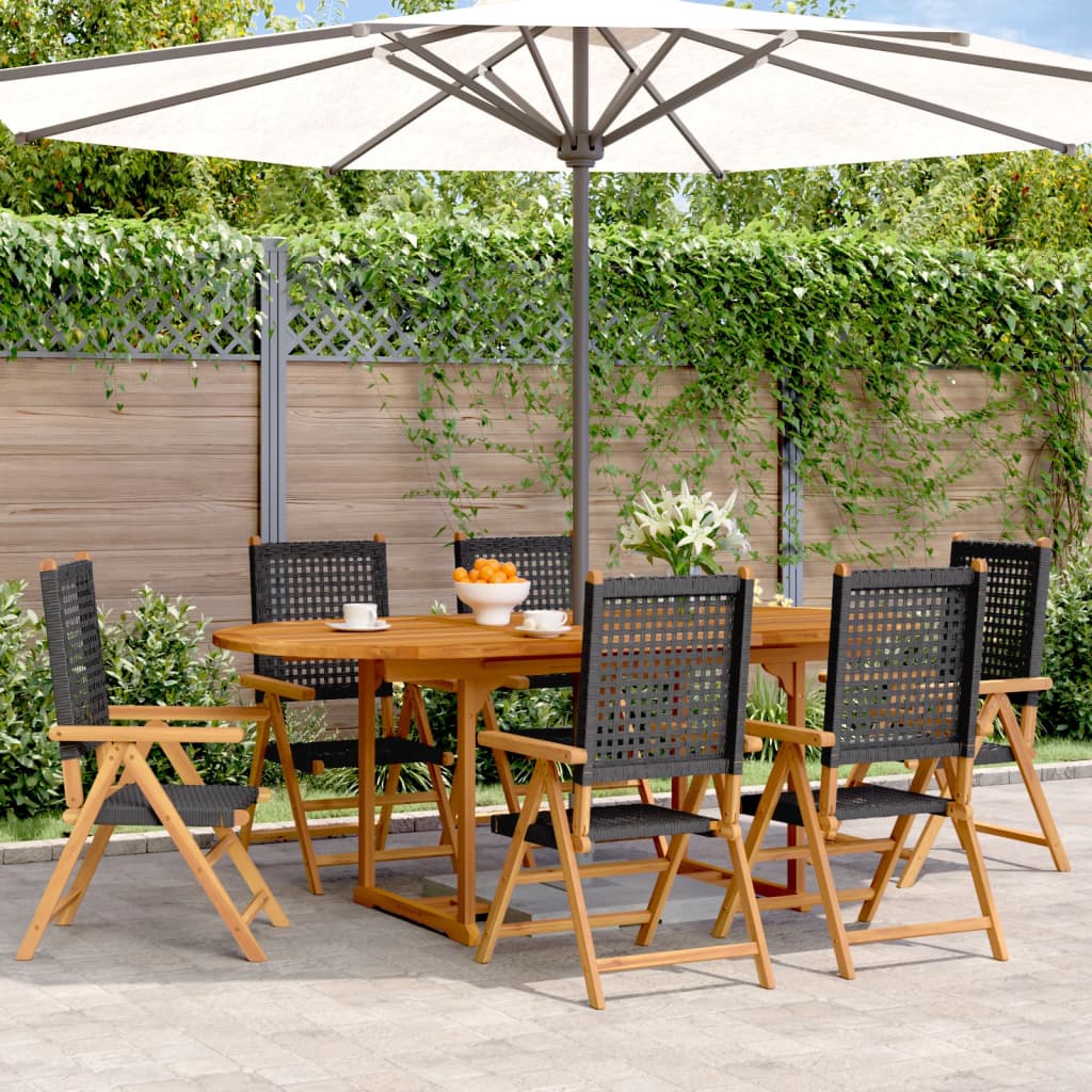 7-delige Tuinset poly rattan en massief hout zwart is nu te koop bij PeponiXL, paradijselijk wonen!
