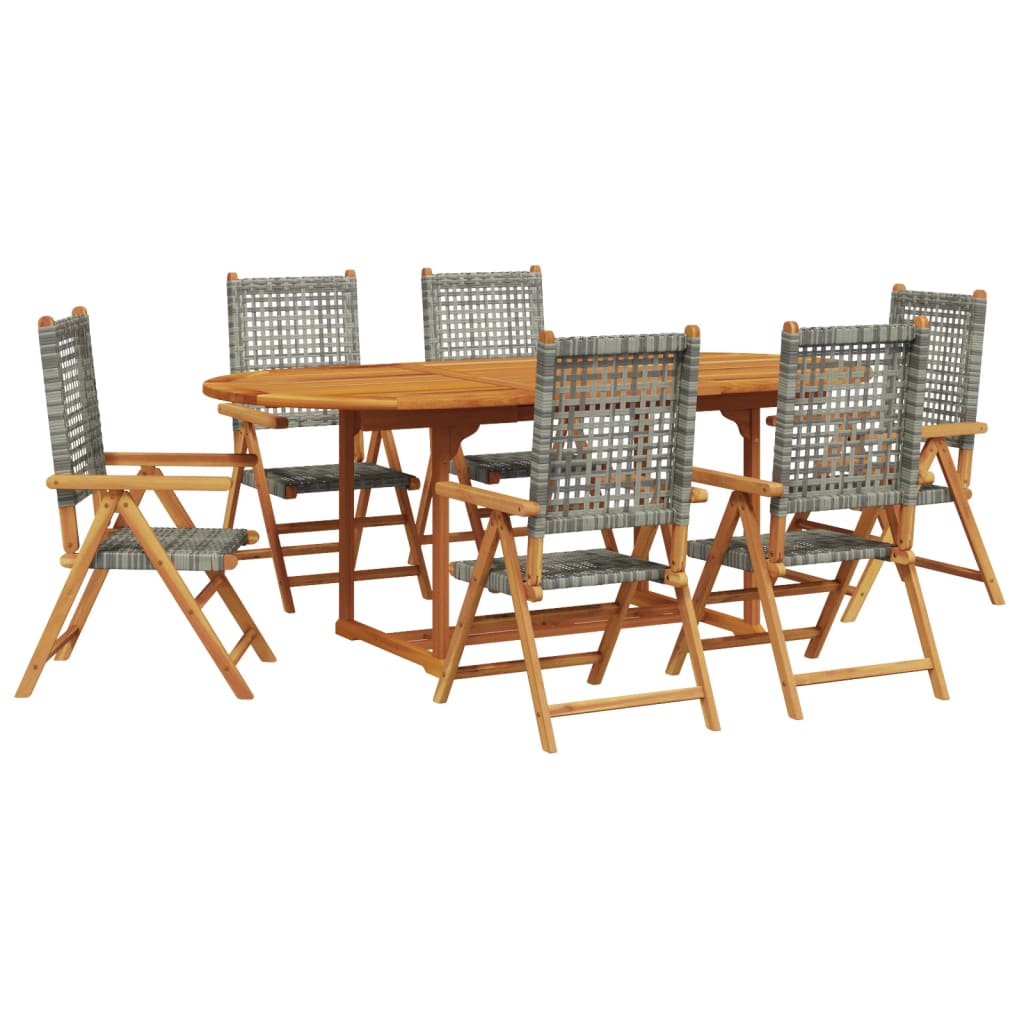 7-delige Tuinset poly rattan en massief hout grijs is nu te koop bij PeponiXL, paradijselijk wonen!