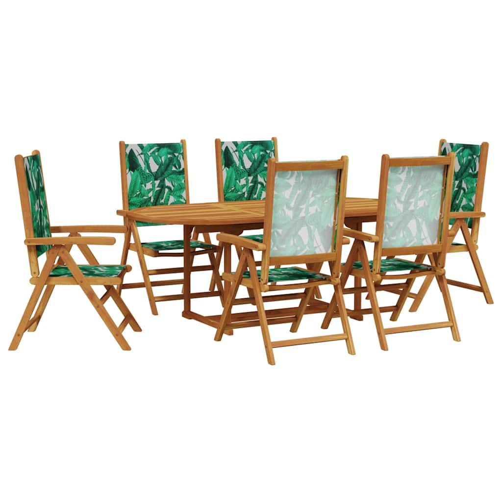 7-delige Tuinset bladpatroon stof en massief hout is nu te koop bij PeponiXL, paradijselijk wonen!