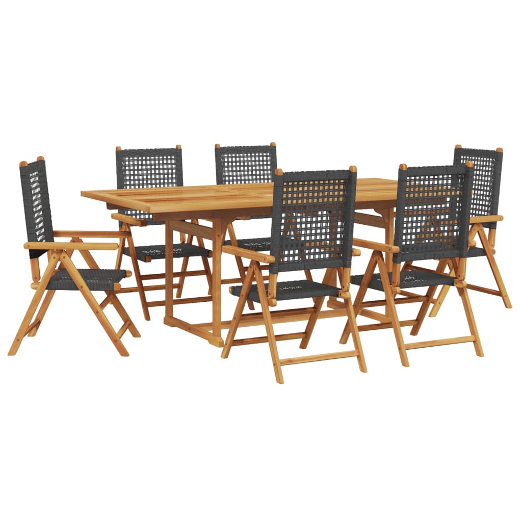 7-delige Tuinset poly rattan en massief hout zwart is nu te koop bij PeponiXL, paradijselijk wonen!