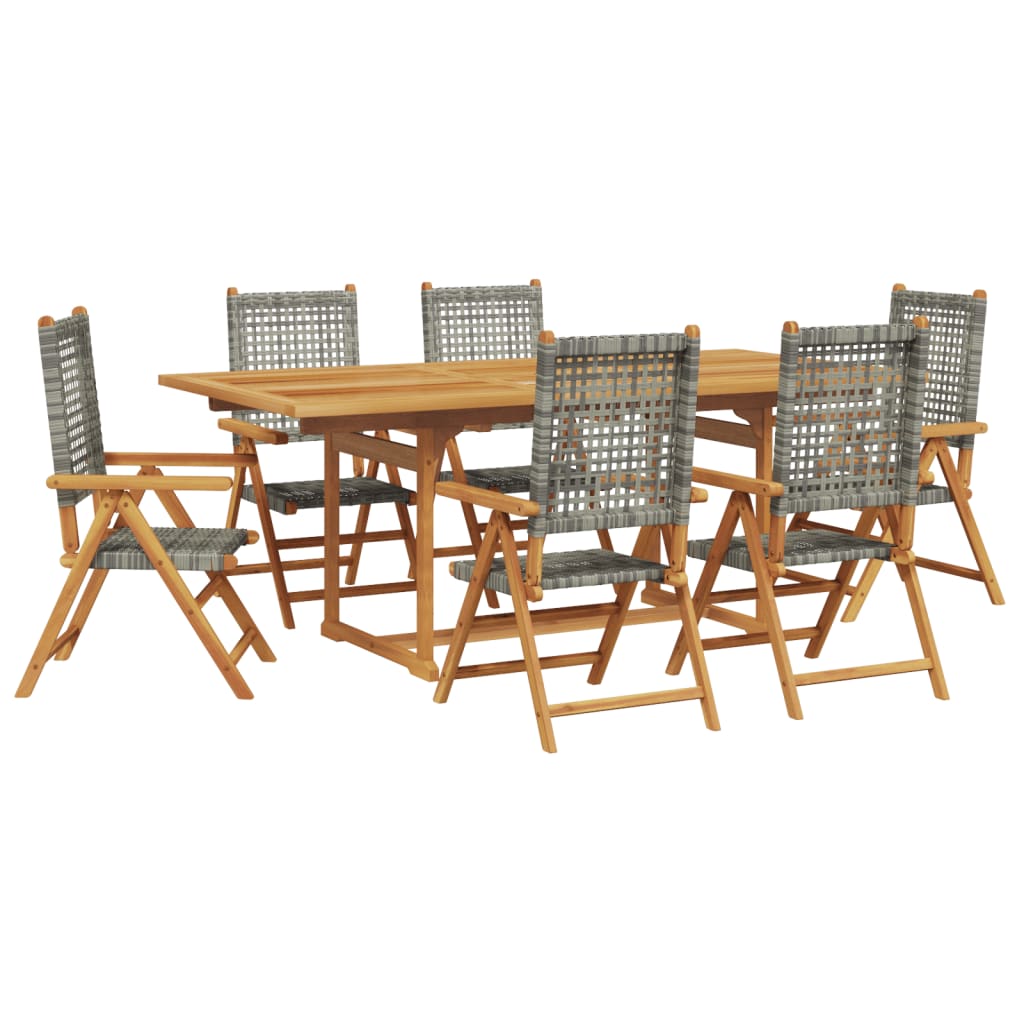 7-delige Tuinset poly rattan en massief hout grijs is nu te koop bij PeponiXL, paradijselijk wonen!