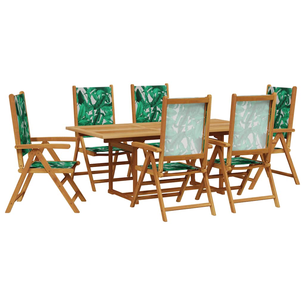 7-delige Tuinset bladpatroon stof en massief hout is nu te koop bij PeponiXL, paradijselijk wonen!
