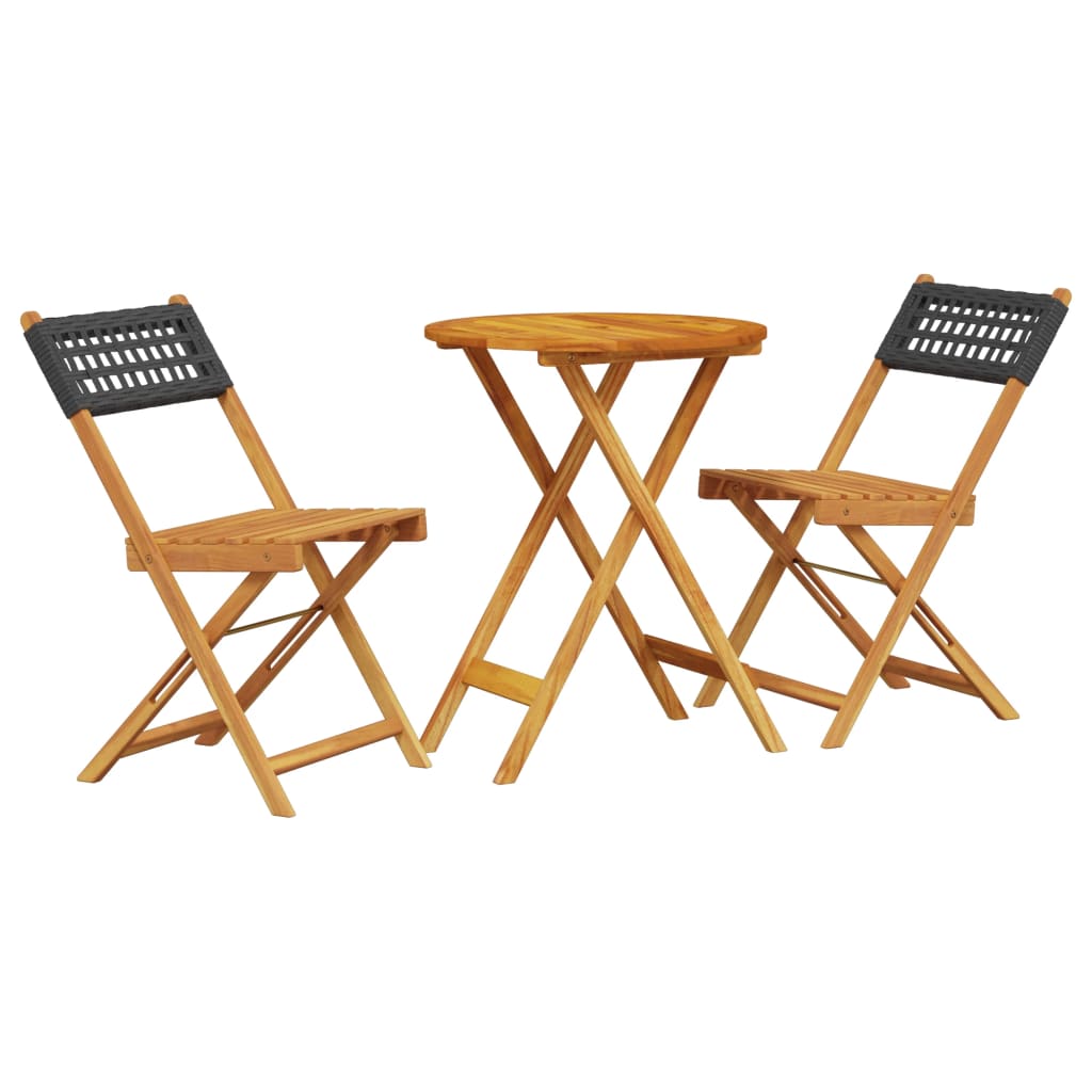 3-delige Bistroset poly rattan en massief hout zwart is nu te koop bij PeponiXL, paradijselijk wonen!