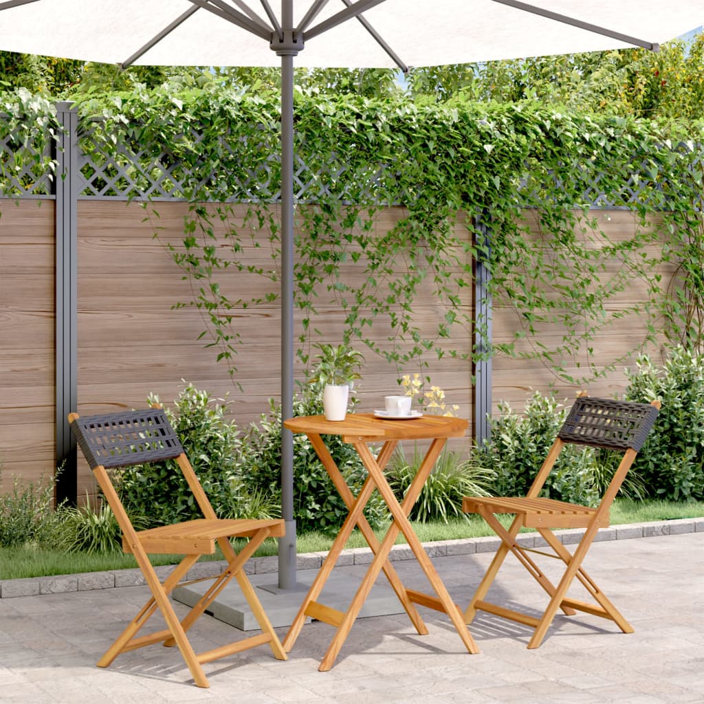 3-delige Bistroset poly rattan en massief hout zwart is nu te koop bij PeponiXL, paradijselijk wonen!