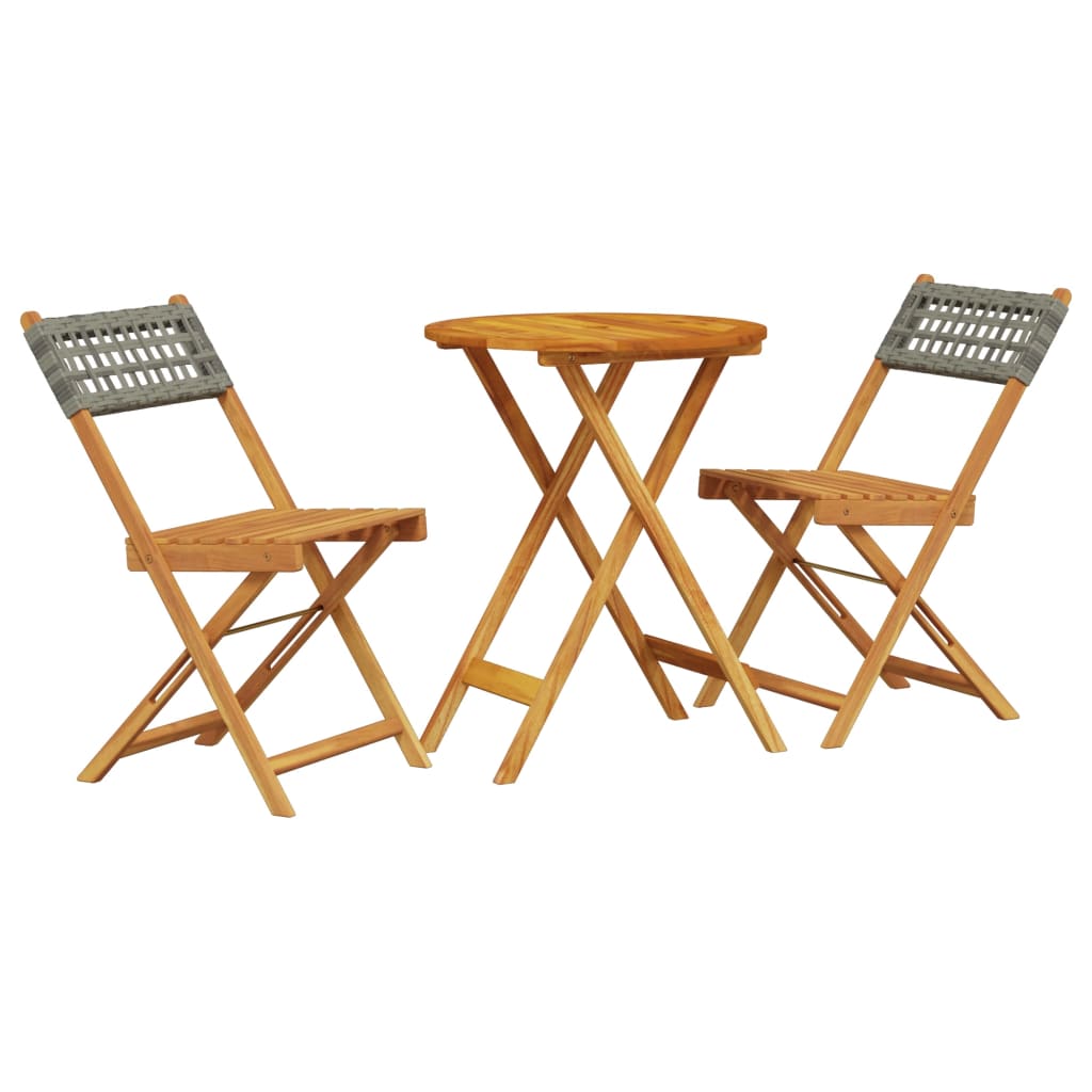 3-delige Bistroset poly rattan en massief hout grijs is nu te koop bij PeponiXL, paradijselijk wonen!