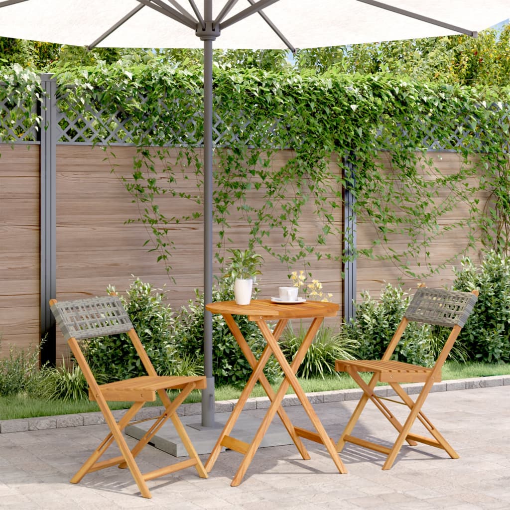 3-delige Bistroset poly rattan en massief hout grijs is nu te koop bij PeponiXL, paradijselijk wonen!