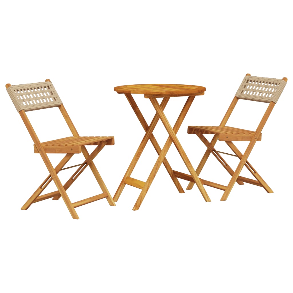 3-delige Bistroset poly rattan en massief hout beige is nu te koop bij PeponiXL, paradijselijk wonen!