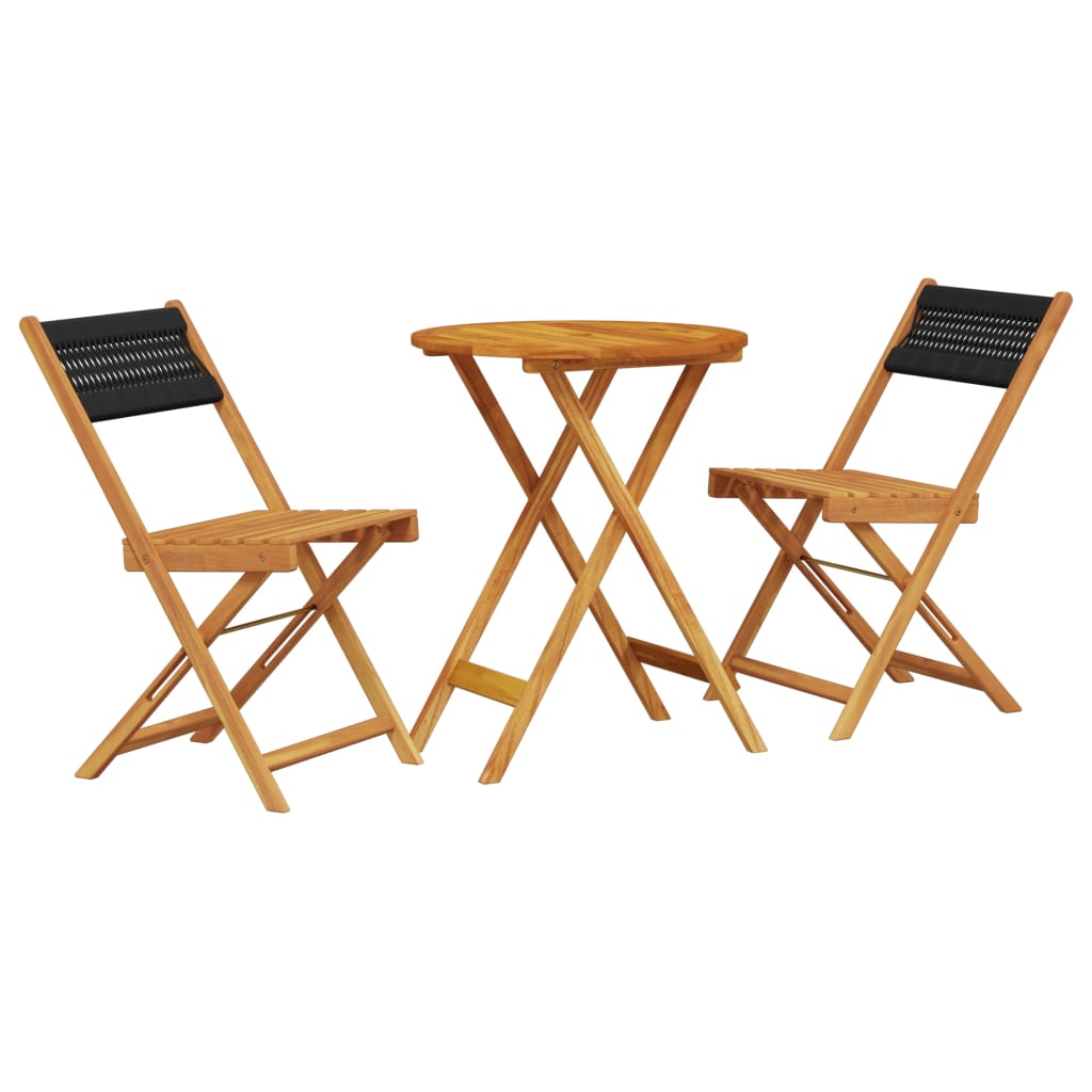 3-delige Bistroset polypropeen en massief hout zwart is nu te koop bij PeponiXL, paradijselijk wonen!
