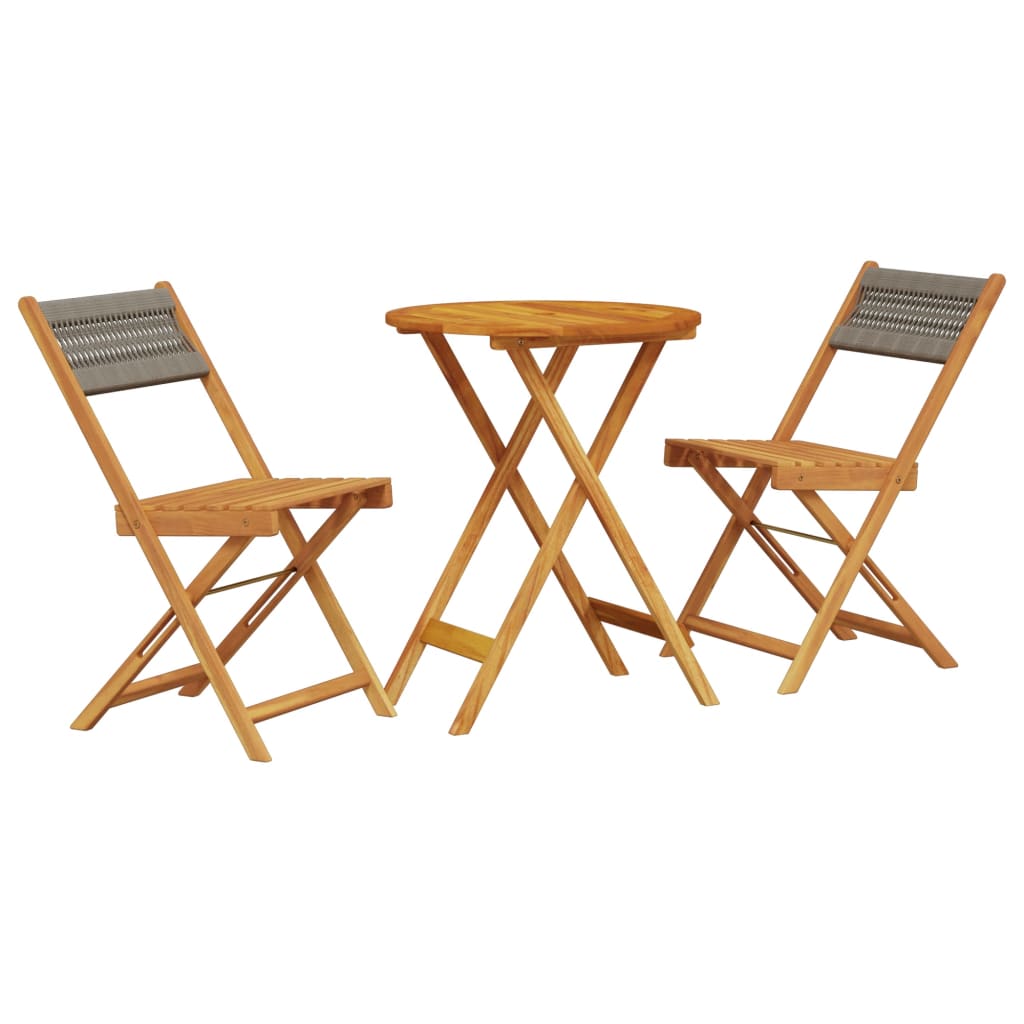 3-delige Bistroset polypropeen en massief hout grijs is nu te koop bij PeponiXL, paradijselijk wonen!