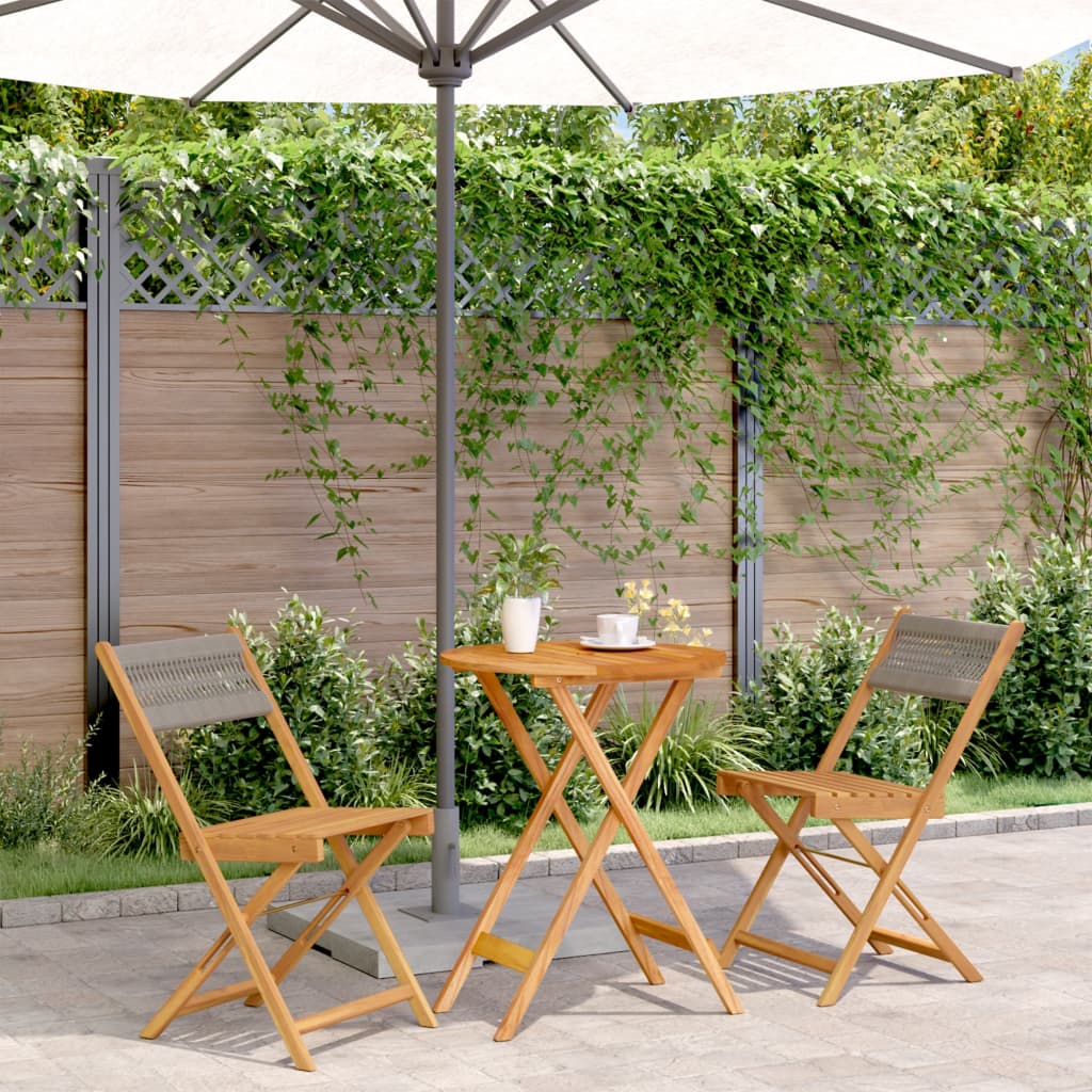 3-delige Bistroset polypropeen en massief hout grijs is nu te koop bij PeponiXL, paradijselijk wonen!