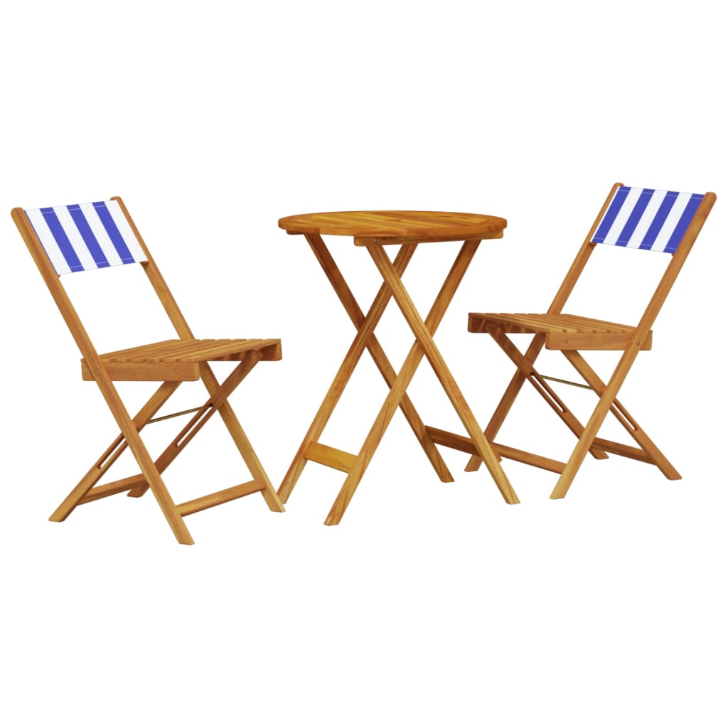 3-delige Bistroset stof en massief hout blauw en wit is nu te koop bij PeponiXL, paradijselijk wonen!