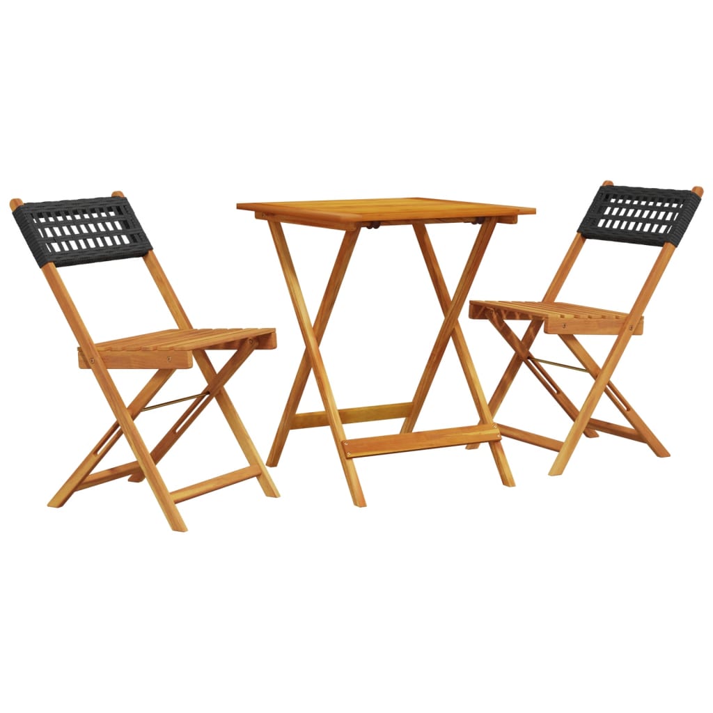 3-delige Bistroset poly rattan en massief hout zwart is nu te koop bij PeponiXL, paradijselijk wonen!