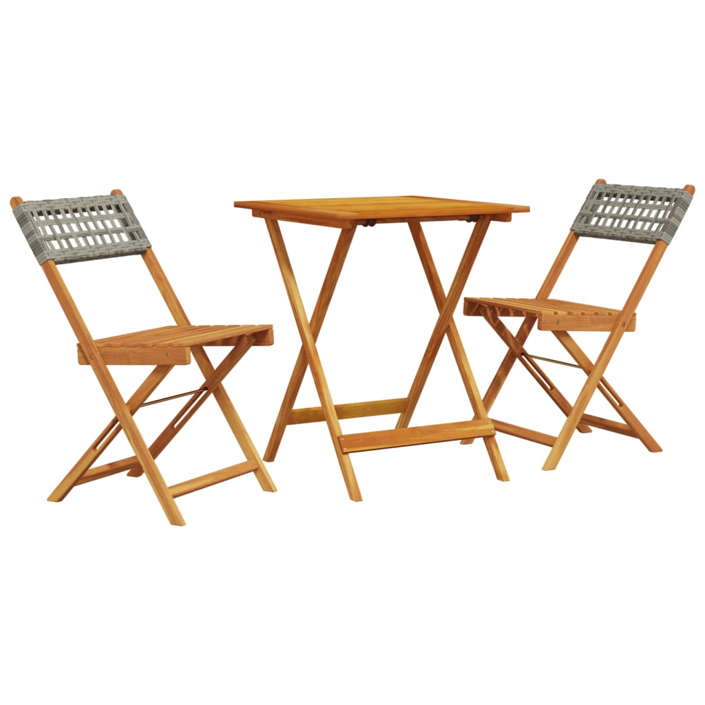 3-delige Bistroset poly rattan en massief hout grijs is nu te koop bij PeponiXL, paradijselijk wonen!
