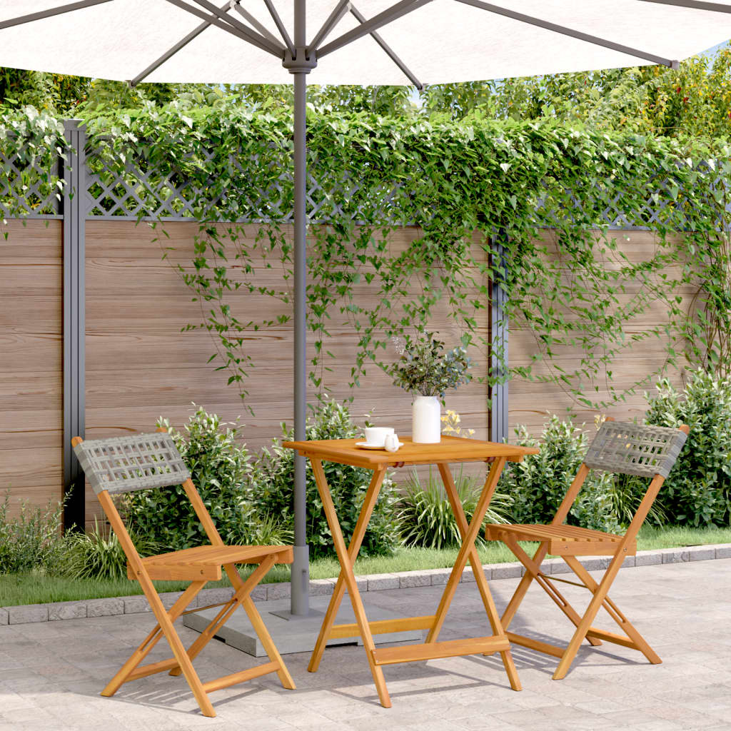 3-delige Bistroset poly rattan en massief hout grijs is nu te koop bij PeponiXL, paradijselijk wonen!