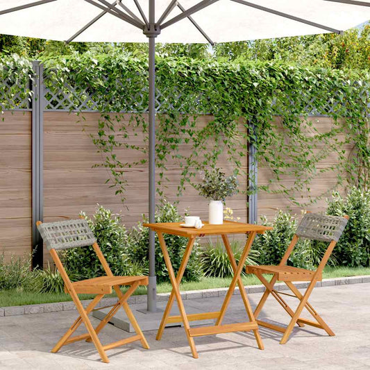 3-delige Bistroset poly rattan en massief hout grijs is nu te koop bij PeponiXL, paradijselijk wonen!