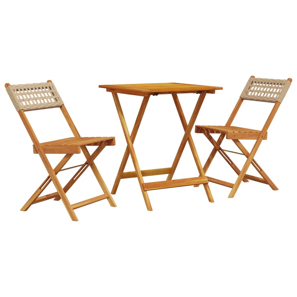 3-delige Bistroset poly rattan en massief hout beige is nu te koop bij PeponiXL, paradijselijk wonen!