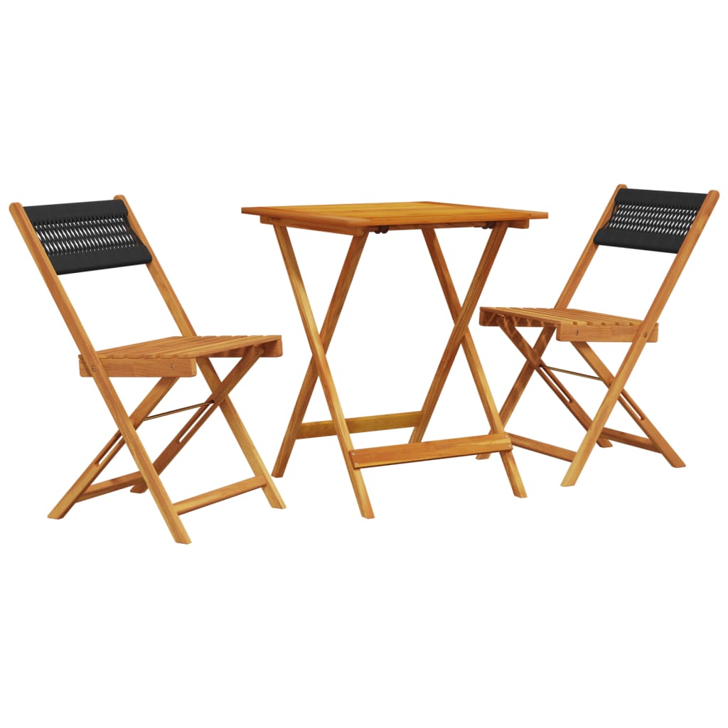 3-delige Bistroset polypropeen en massief hout zwart is nu te koop bij PeponiXL, paradijselijk wonen!