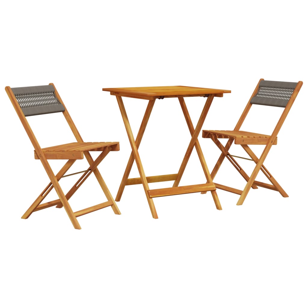 3-delige Bistroset polypropeen en massief hout grijs is nu te koop bij PeponiXL, paradijselijk wonen!