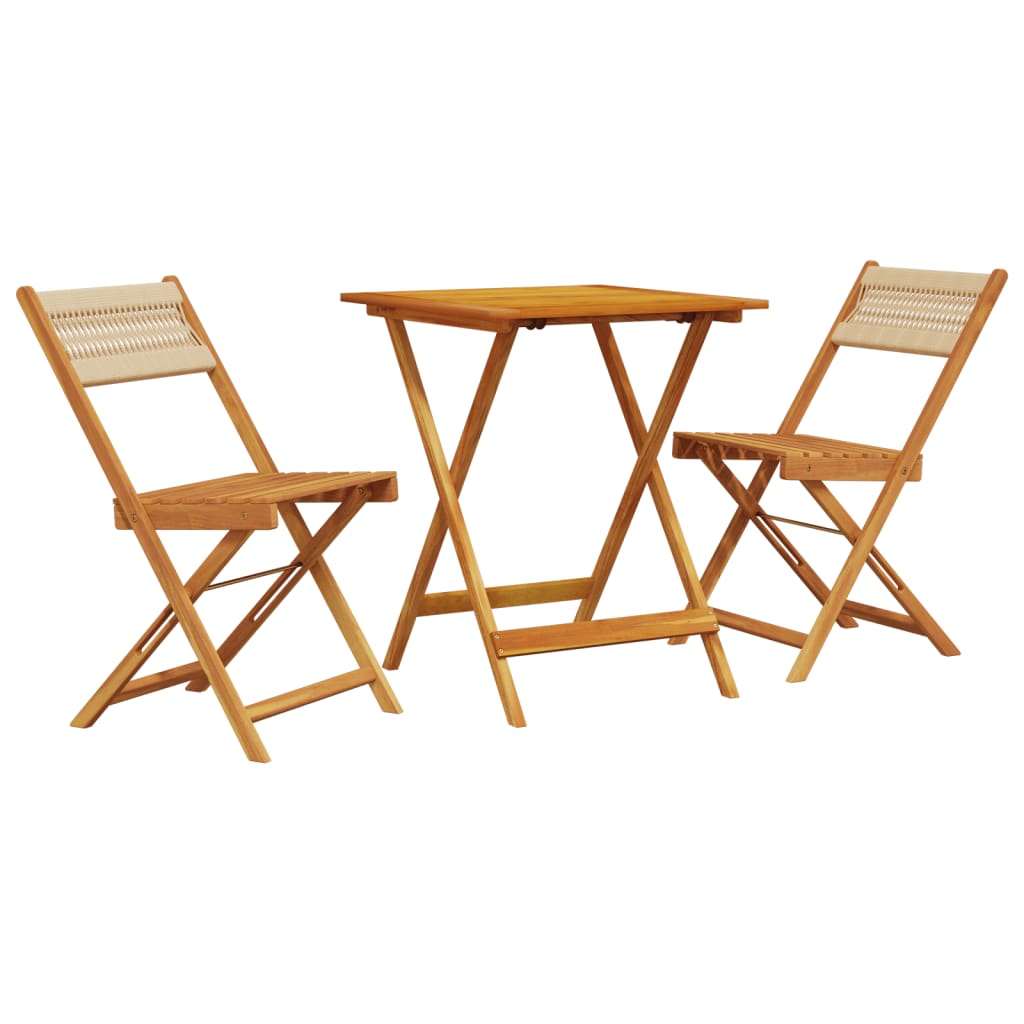 3-delige Bistroset polypropeen en massief hout beige is nu te koop bij PeponiXL, paradijselijk wonen!