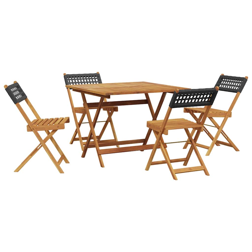 5-delige Tuinset poly rattan en massief hout zwart is nu te koop bij PeponiXL, paradijselijk wonen!