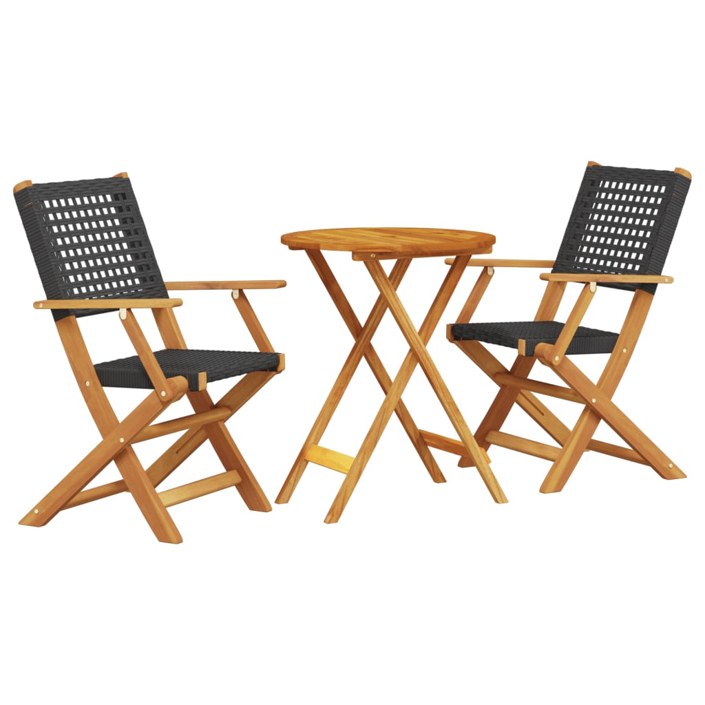 3-delige Bistroset poly rattan en massief hout zwart is nu te koop bij PeponiXL, paradijselijk wonen!