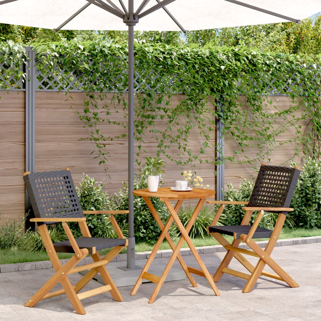 3-delige Bistroset poly rattan en massief hout zwart is nu te koop bij PeponiXL, paradijselijk wonen!