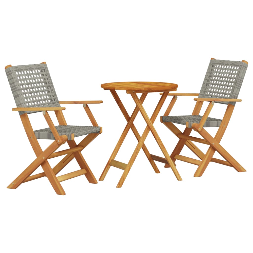 3-delige Bistroset poly rattan en massief hout grijs is nu te koop bij PeponiXL, paradijselijk wonen!