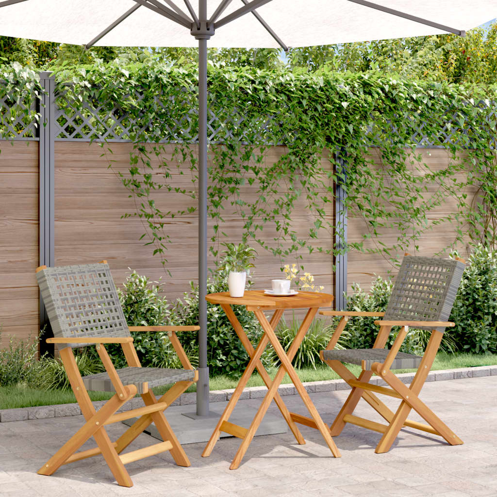 3-delige Bistroset poly rattan en massief hout grijs is nu te koop bij PeponiXL, paradijselijk wonen!