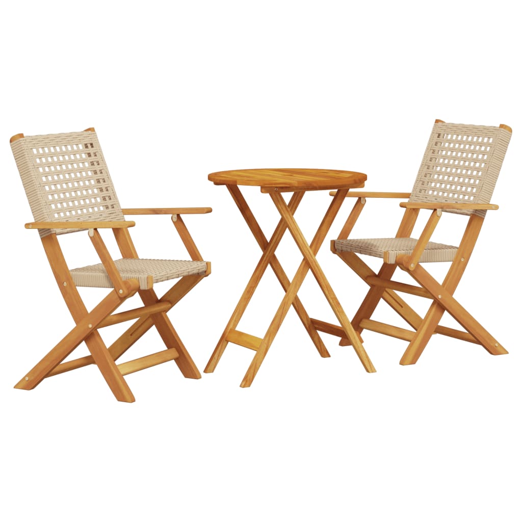 3-delige Bistroset poly rattan en massief hout beige is nu te koop bij PeponiXL, paradijselijk wonen!
