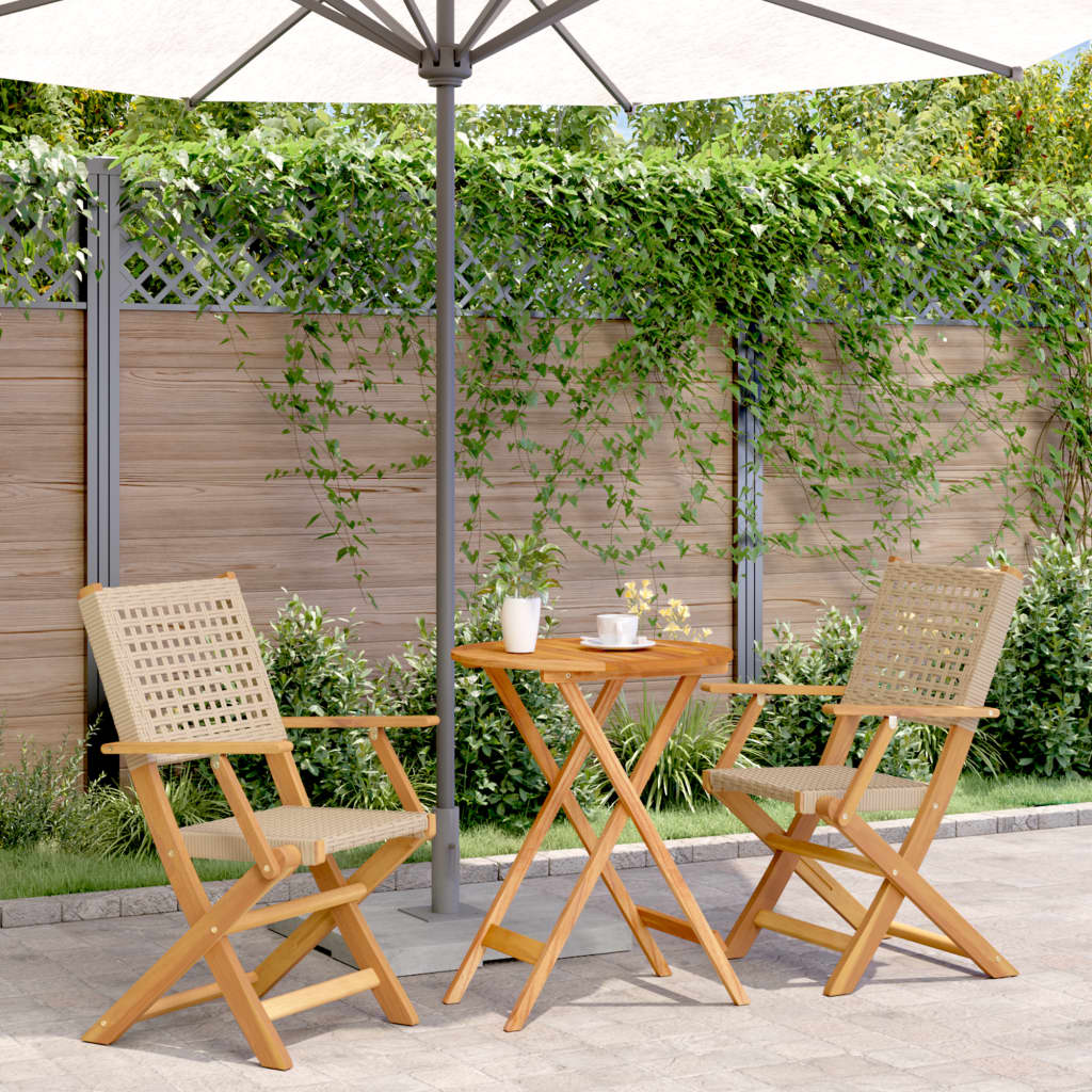 3-delige Bistroset poly rattan en massief hout beige is nu te koop bij PeponiXL, paradijselijk wonen!