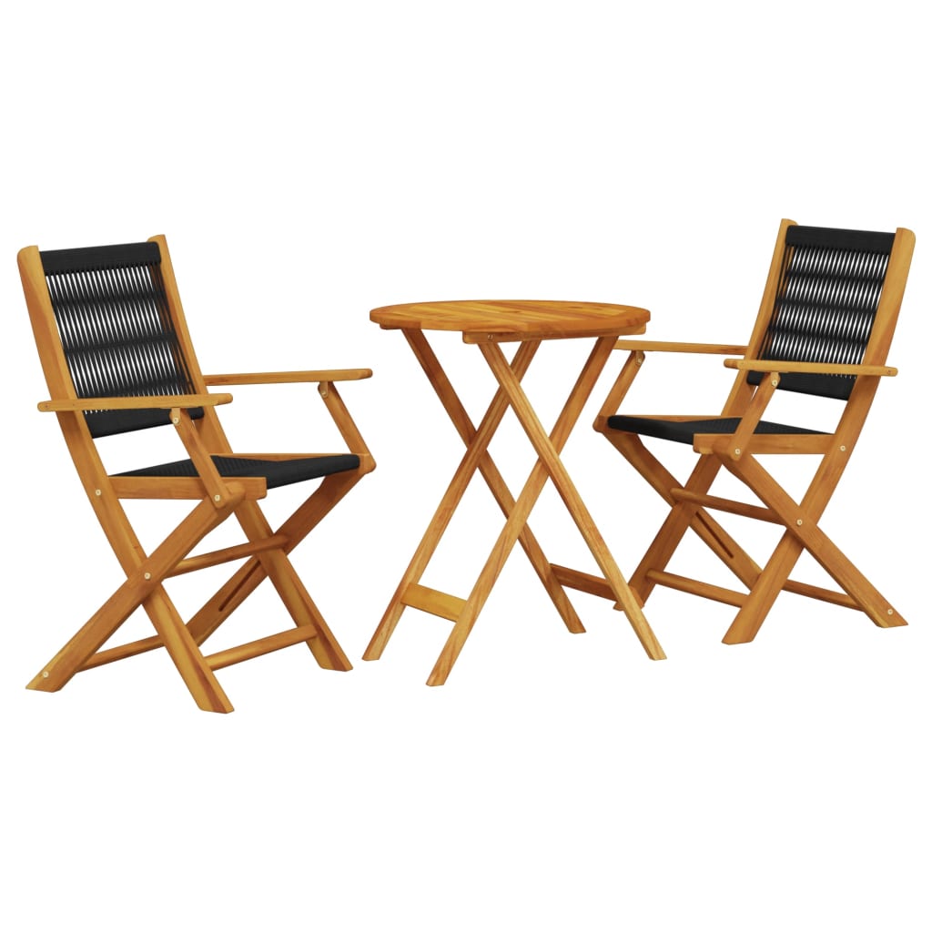 3-delige Bistroset polypropeen en massief hout zwart is nu te koop bij PeponiXL, paradijselijk wonen!