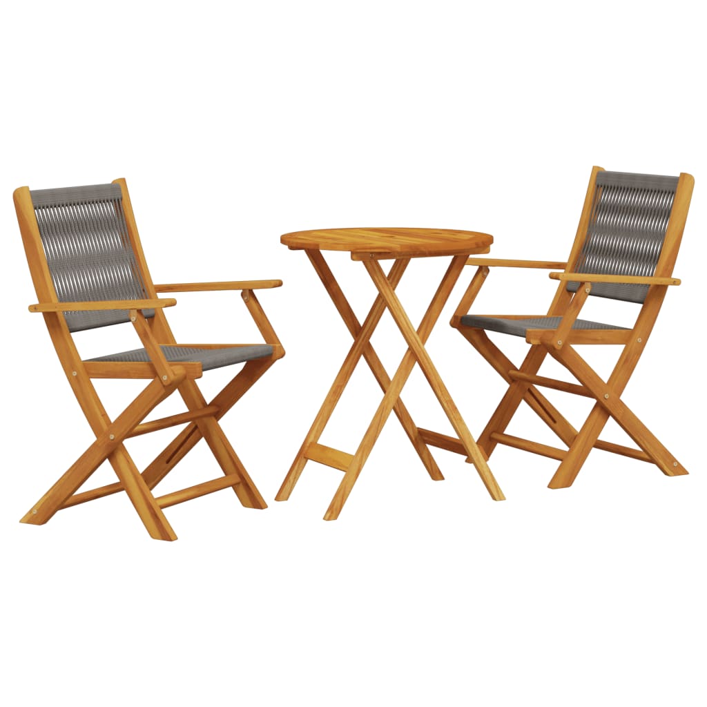 3-delige Bistroset polypropeen en massief hout grijs is nu te koop bij PeponiXL, paradijselijk wonen!