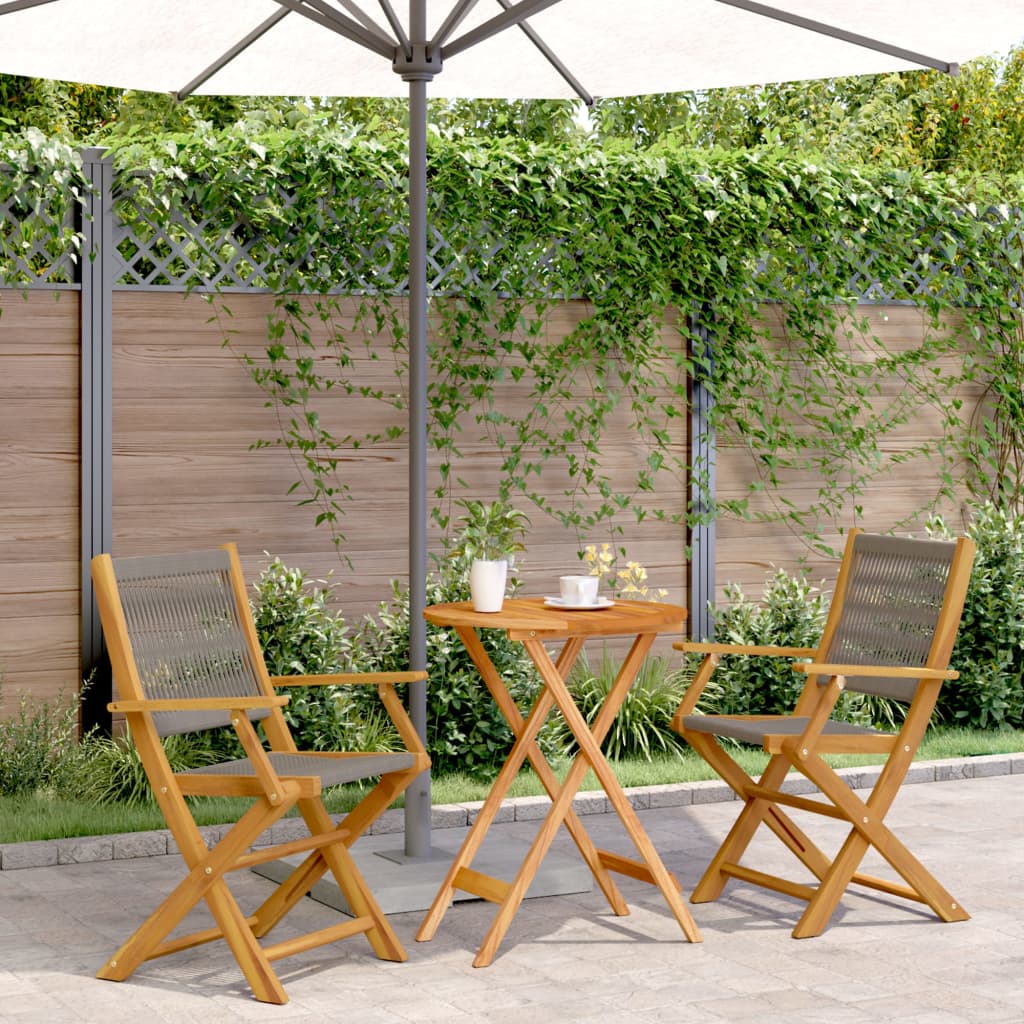 3-delige Bistroset polypropeen en massief hout grijs is nu te koop bij PeponiXL, paradijselijk wonen!