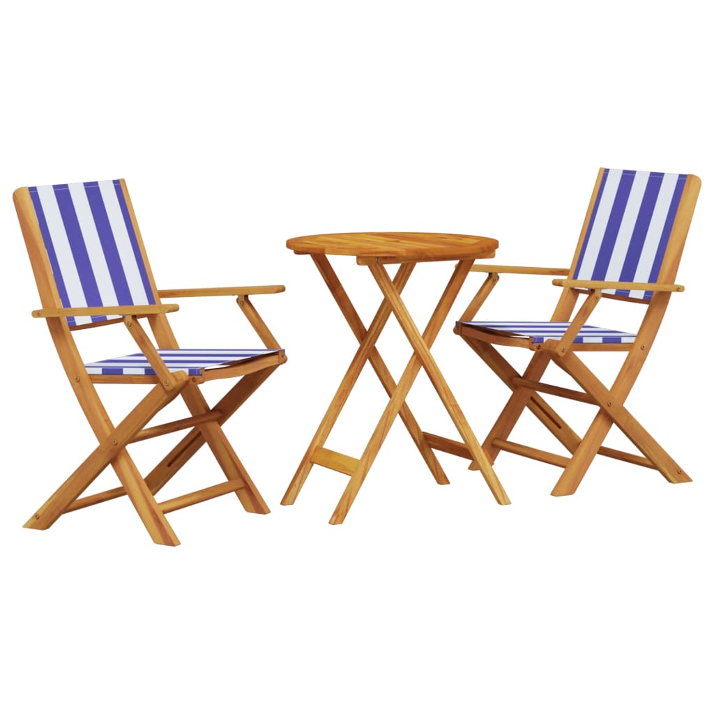 3-delige Bistroset stof en massief hout blauw en wit is nu te koop bij PeponiXL, paradijselijk wonen!