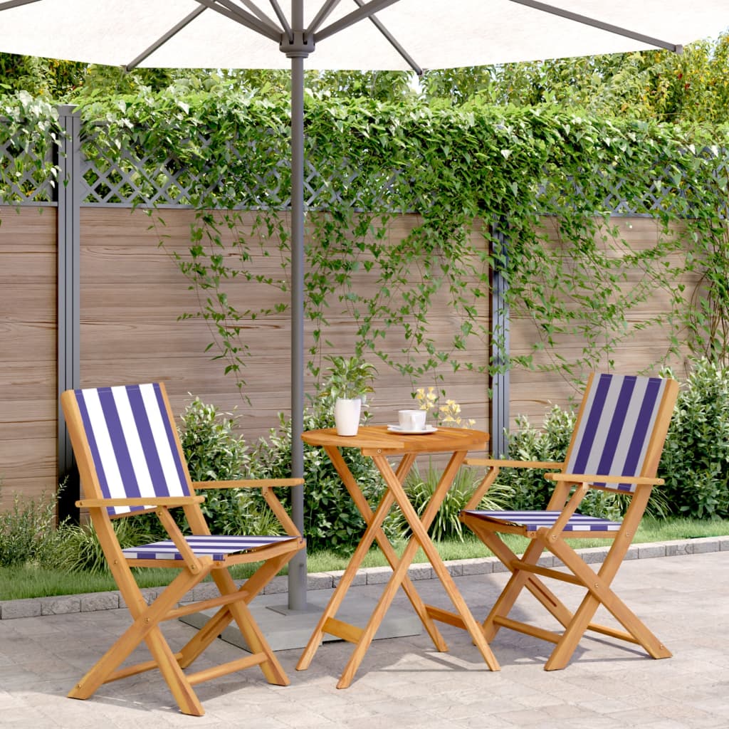 3-delige Bistroset stof en massief hout blauw en wit is nu te koop bij PeponiXL, paradijselijk wonen!